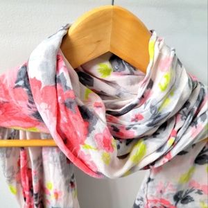 Pink, Grey, Yellow Floral Scarf Shawl